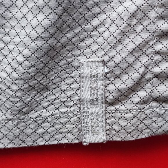 Kenneth Cole short sleeve button down casual shirt grey checkered men's size M - Picture 7 of 7